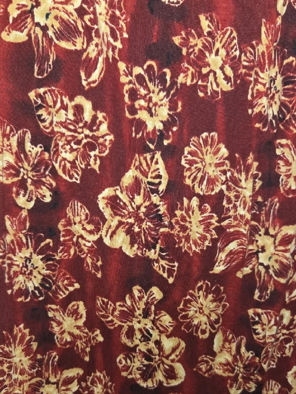 Carole Little Burgundy and Cream Floral Maxi Skirt